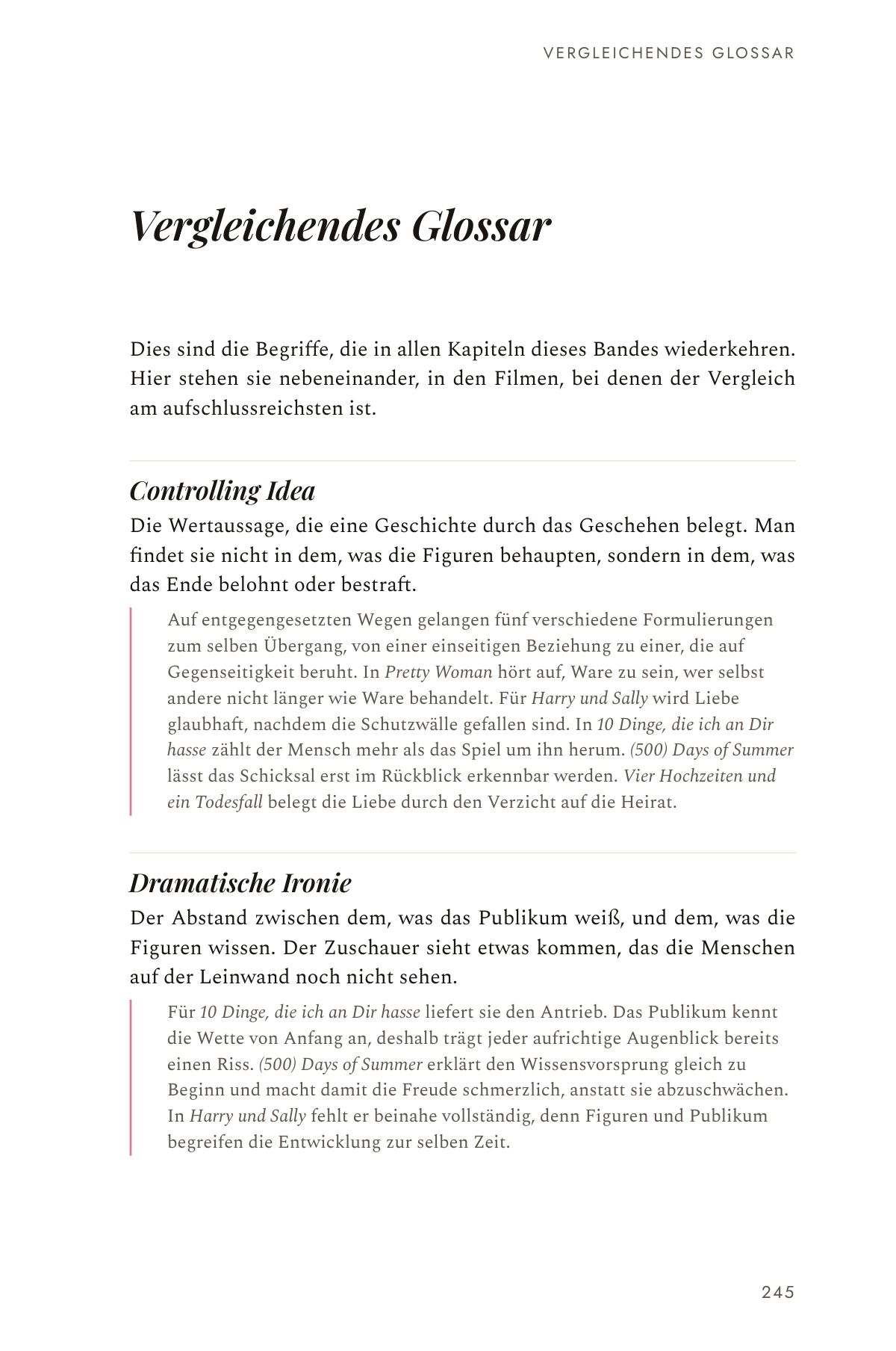 Vergleichendes Glossar, Seite 246 von Liebeskomödie — Band 1