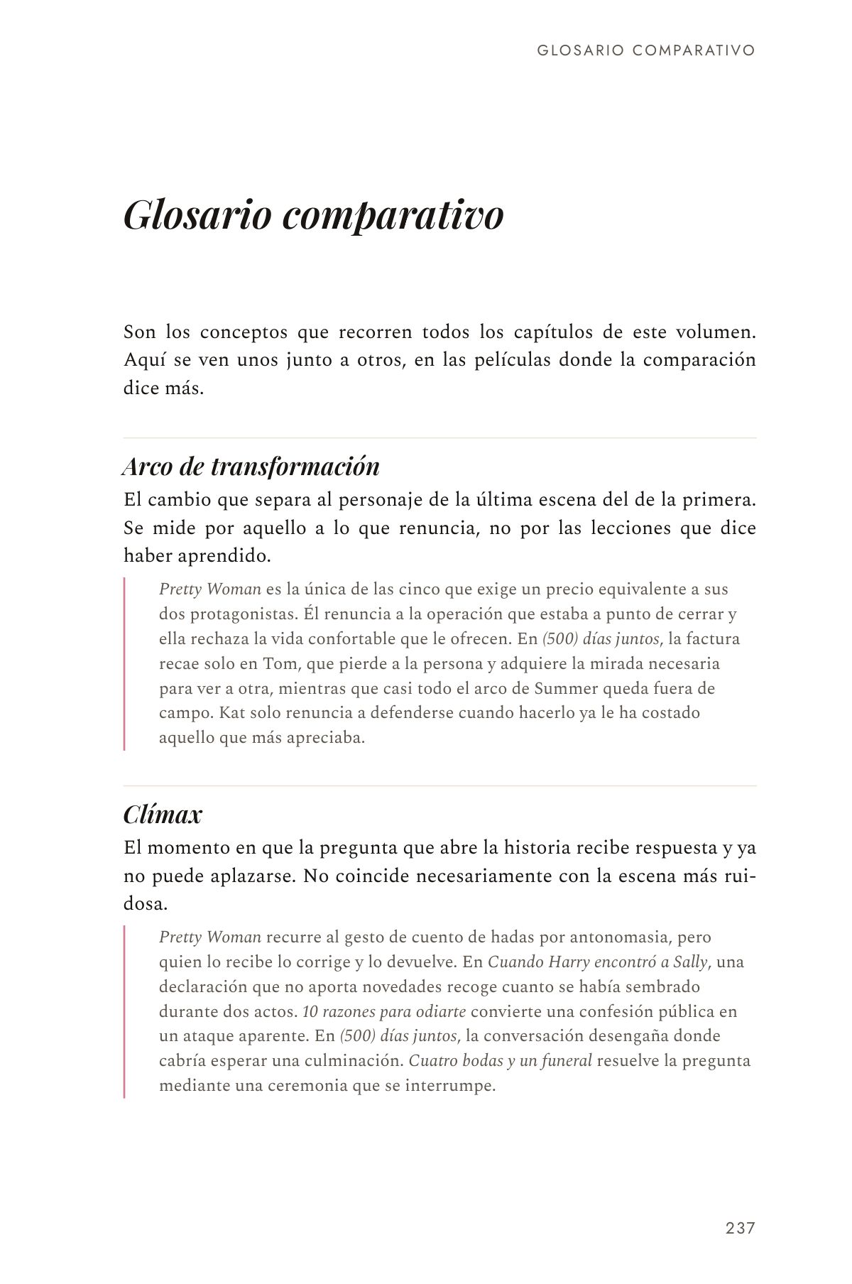 Glosario comparativo, página 238 de Comedia romántica — Volumen 1